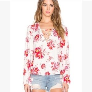 Tularosa floral lace up blouse
